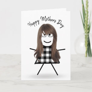 Stick Girl with Hair for Mother's Day  Card