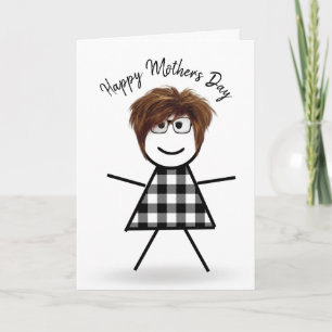 Stick Girl with Hair for Mother's Day   Card