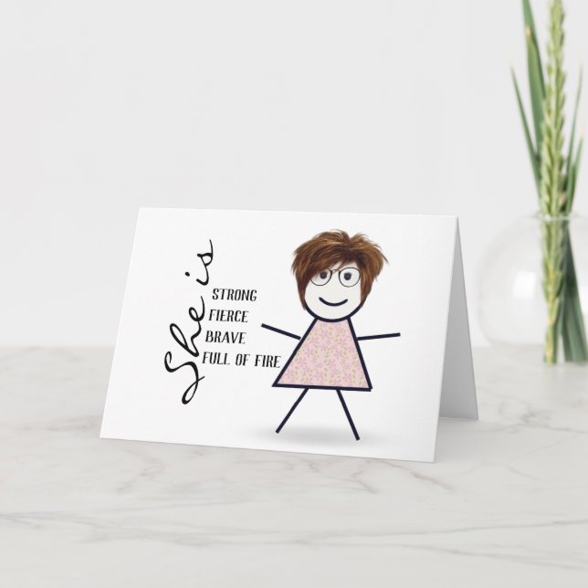 Stick Girl with Hair for Mum Card (Front)