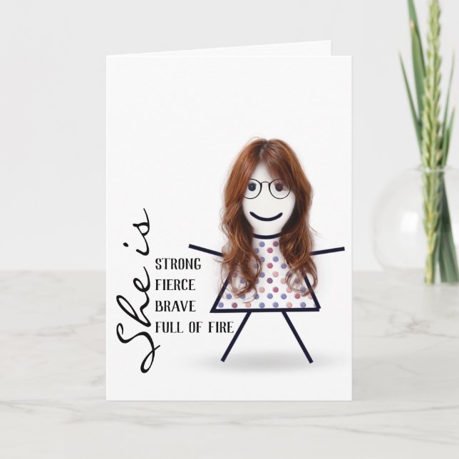 Stick Girl with Hair For Mum  Card (Front)