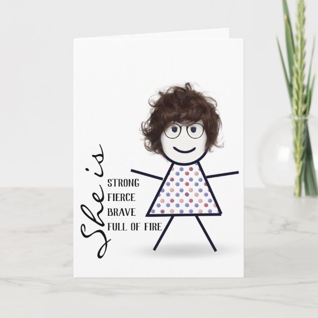 Stick Girl with Hair For Mum Card (Front)