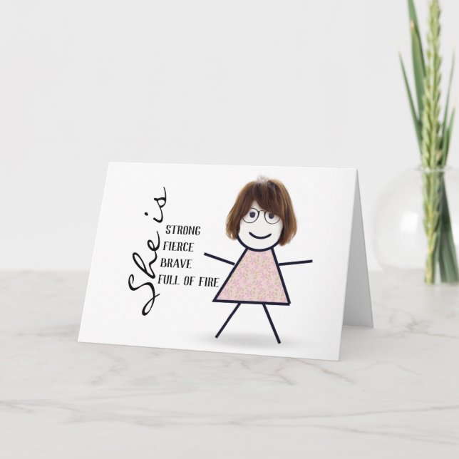 Stick Girl with Hair for Mum  Card (Front)