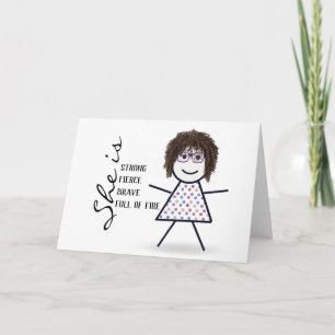 Stick Girl with Hair for Mum's Birthday Card