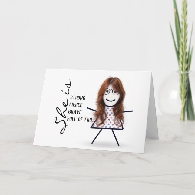Stick Girl with Hair for Mum's Birthday Card (Front)