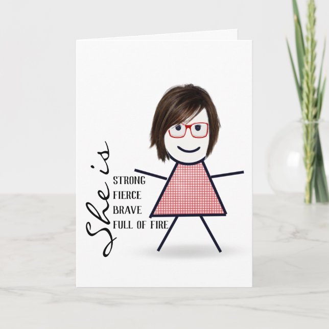 Stick Girl with Hair For Sister Card (Front)