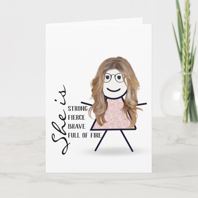 Stick Girl with Hair For Sister Card (Front)