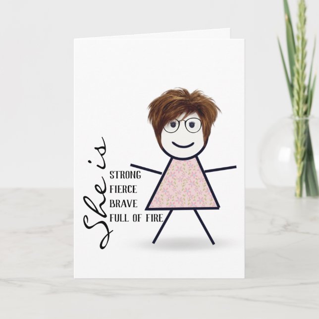 Stick Girl with Hair For Sister Card (Front)