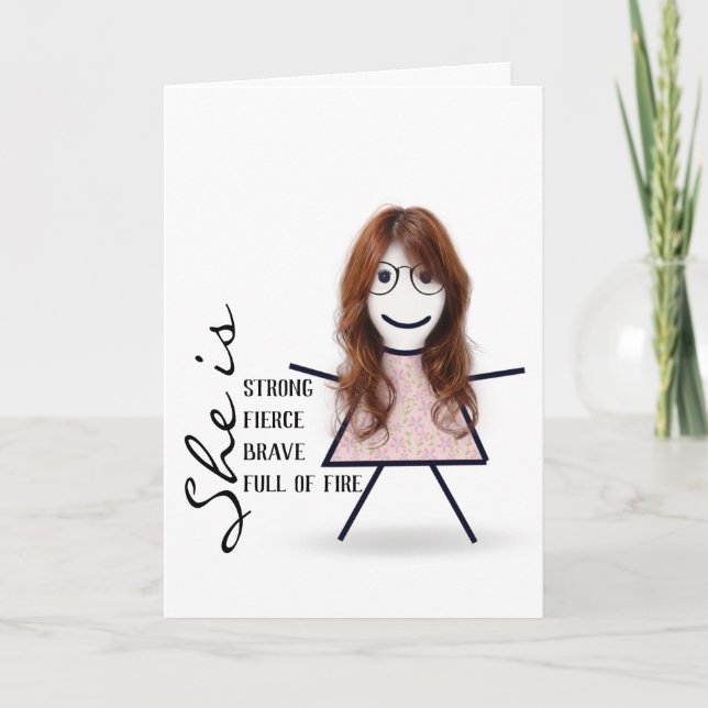 Stick Girl with Hair For Sister Card (Front)