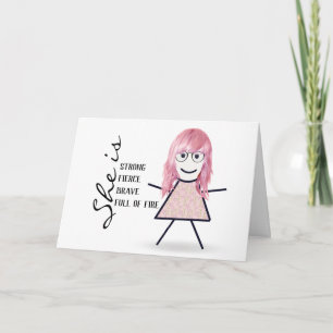 Stick Girl with Pink for Mum Card