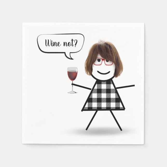Stick Girl with Red Wine Napkins (Front)