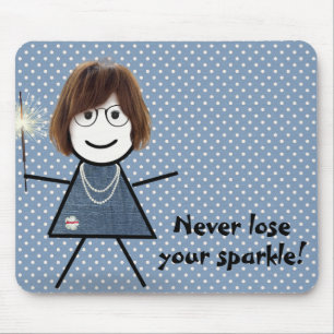 Stick Girl with Sparkler on Polka Dots  Mouse Mat