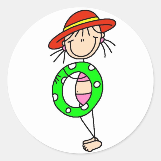 Stick Girl With Swim Tube Sticker (Front)