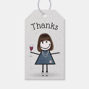 Stick Girl With Wine and Sneakers  Gift Tags
