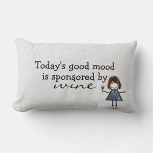 Stick Girl With Wine and Sneakers Lumbar Cushion