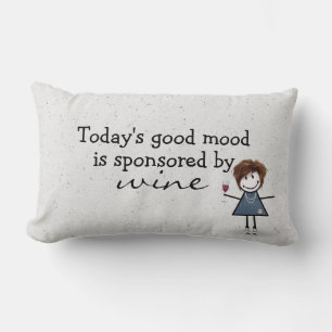 Stick Girl With Wine and Sneakers  Lumbar Cushion