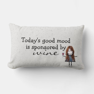 Stick Girl With Wine and Sneakers Lumbar Cushion