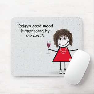 Stick Girl With Wine and Sneakers  Mouse Mat