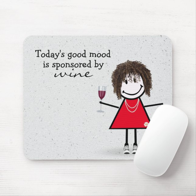 Stick Girl With Wine and Sneakers  Mouse Mat (With Mouse)