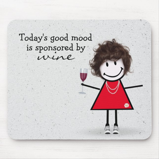 Stick Girl With Wine and Sneakers Mouse Mat (Front)