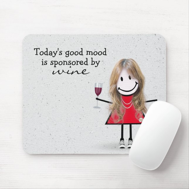 Stick Girl With Wine and Sneakers  Mouse Mat (With Mouse)