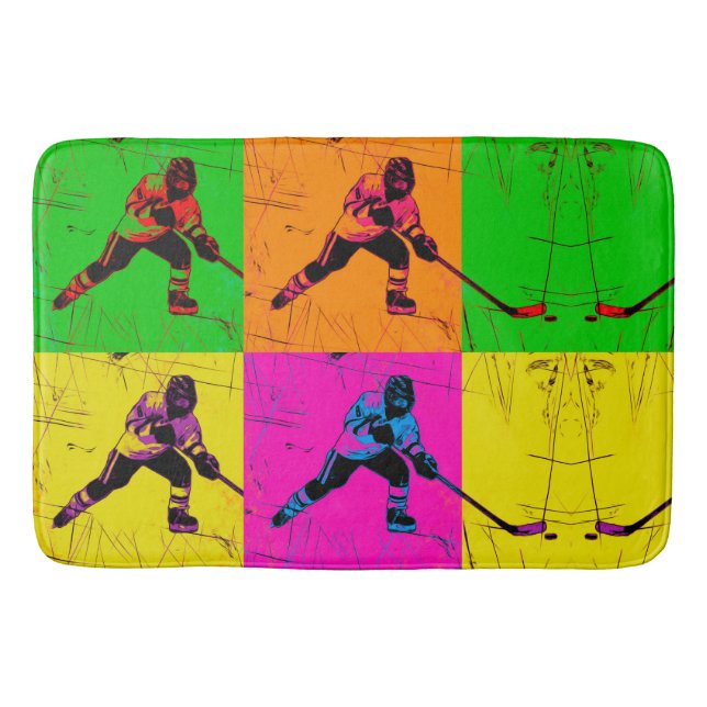 Stick Handling Hockey Player    Bath Mat (Front)