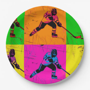Stick Handling Hockey Player Paper Plate