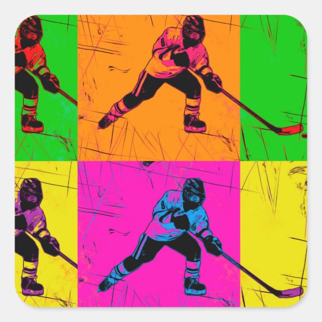 Stick Handling Hockey Player   Square Sticker (Front)