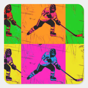 Stick Handling Hockey Player   Square Sticker