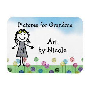 Stick Kid Girl's Personalised Fridge Art Flexi Mag Magnet