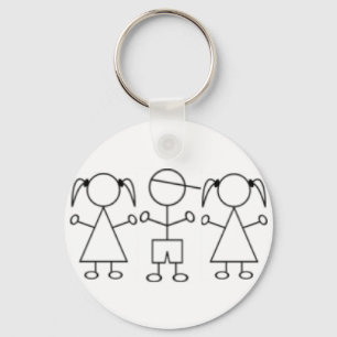 Stick kids keychain triplet girl girl boy