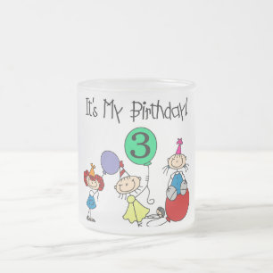 Stick Kids Party 3rd Birthday Tshirts and gifts Frosted Glass Coffee Mug