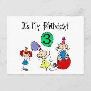 Stick Kids Party 3rd Birthday Tshirts and gifts Invitation Postcard