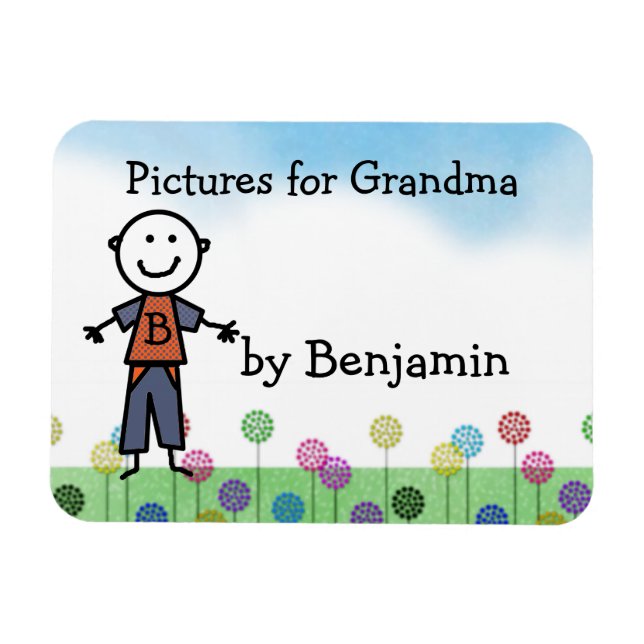 Stick Kids Personalised Fridge Art Flexi Magnet (Horizontal)