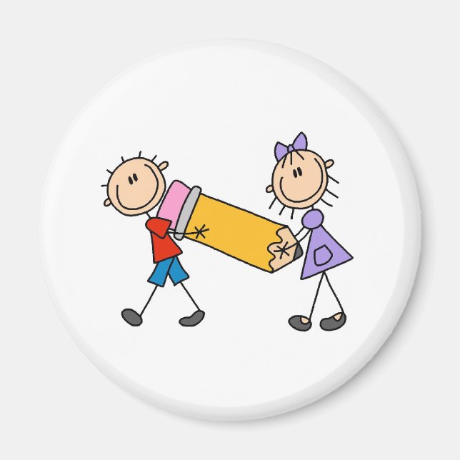 Stick Kids With Pencil Magnet (Front)