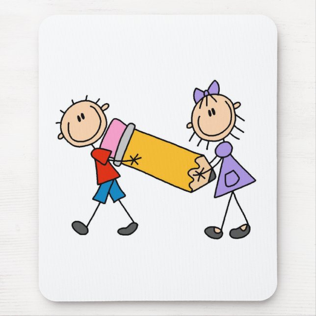 Stick Kids With Pencil Mouse Mat (Front)
