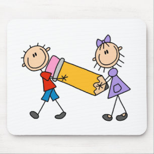 Stick Kids With Pencil Mouse Mat