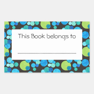Stick-on Bookplates to Customise: Bold Blue Moons Rectangular Sticker