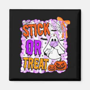 Stick or Treat Ghost Nurse Funny Halloween Costume Magnet
