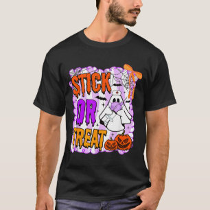 Stick or Treat Ghost Nurse Funny Halloween Costume T-Shirt