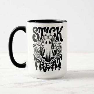 Stick Or Treat Ghost Nurse Funny Halloween RN CNA Mug