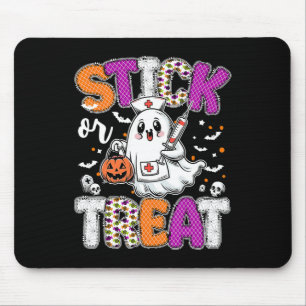 Stick Or Treat Ghost Phlebotomy Tech Er Icu Nurse Mouse Mat