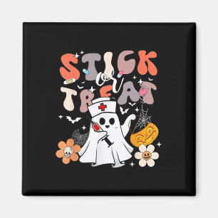 Stick Or Treat Halloween Ghost Nurse Crna Emergenc Magnet