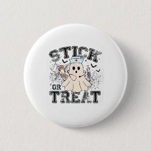 Stick Or Treat Halloween Ghost Nurse Halloween Phl 6 Cm Round Badge