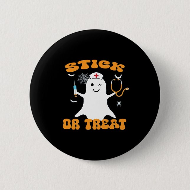 Stick or Treat Nurse Funny Halloween Costume Essen 6 Cm Round Badge (Front)