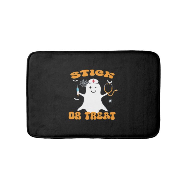 Stick or Treat Nurse Funny Halloween Costume Essen Bath Mat (Front)