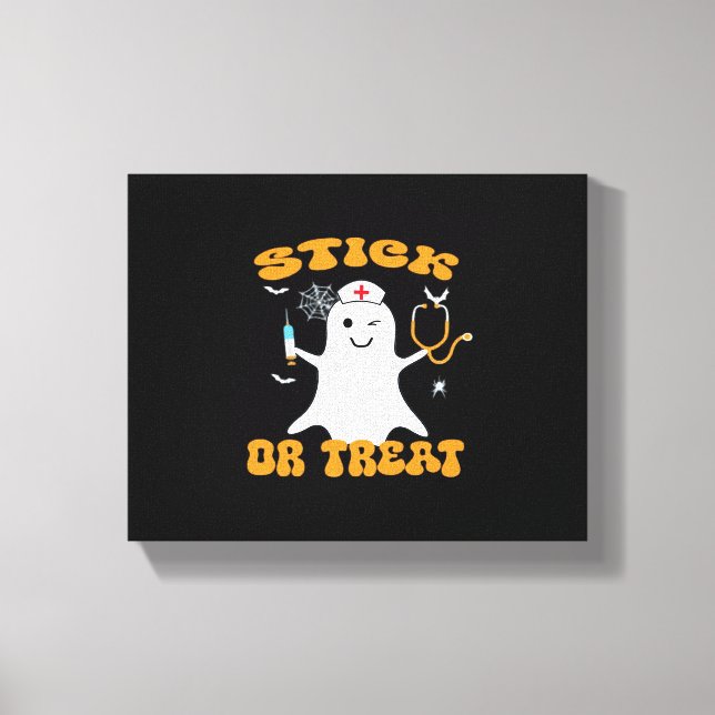 Stick or Treat Nurse Funny Halloween Costume Essen Canvas Print (Front)