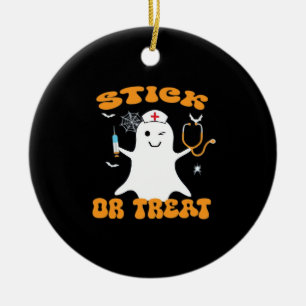 Stick or Treat Nurse Funny Halloween Costume Essen Ceramic Tree Decoration