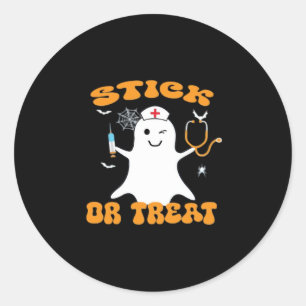 Stick or Treat Nurse Funny Halloween Costume Essen Classic Round Sticker