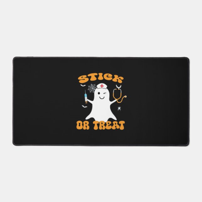 Stick or Treat Nurse Funny Halloween Costume Essen Desk Mat (Front)