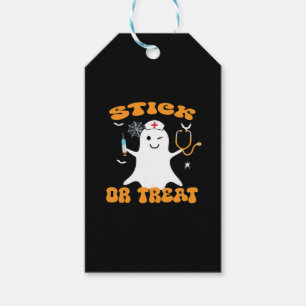 Stick or Treat Nurse Funny Halloween Costume Essen Gift Tags